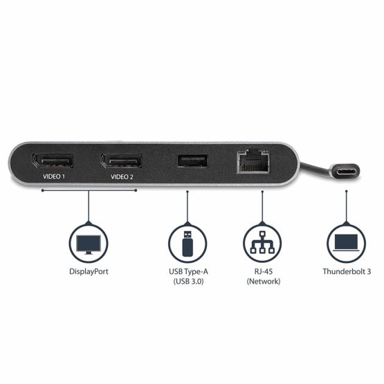 StarTech Mini Dual 4K Monitor Thunderbolt 3 Dock with DisplayPort - Mac & Windows (TB3DKM2DP) - Image 3