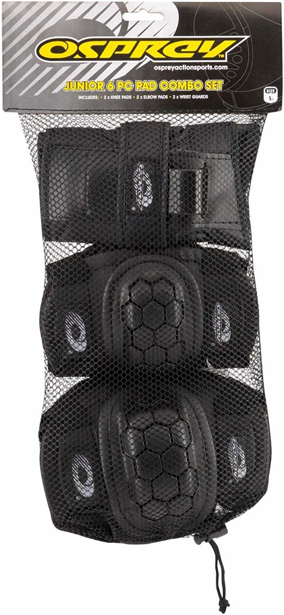 Osprey Kids' Skate Bmx Pads - Knee, Elbow and Wrist Protective Set - 6 Piece Scooter Streetsport Pad Set - Multiple Colours