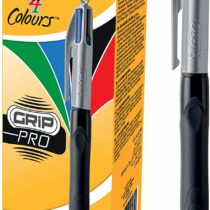 BIC 4 Colours Grip Pro Retractable Medium Point (1.0 mm) Ballpoint Pens, 12 Pens And Each Pen Contains 4 Colours