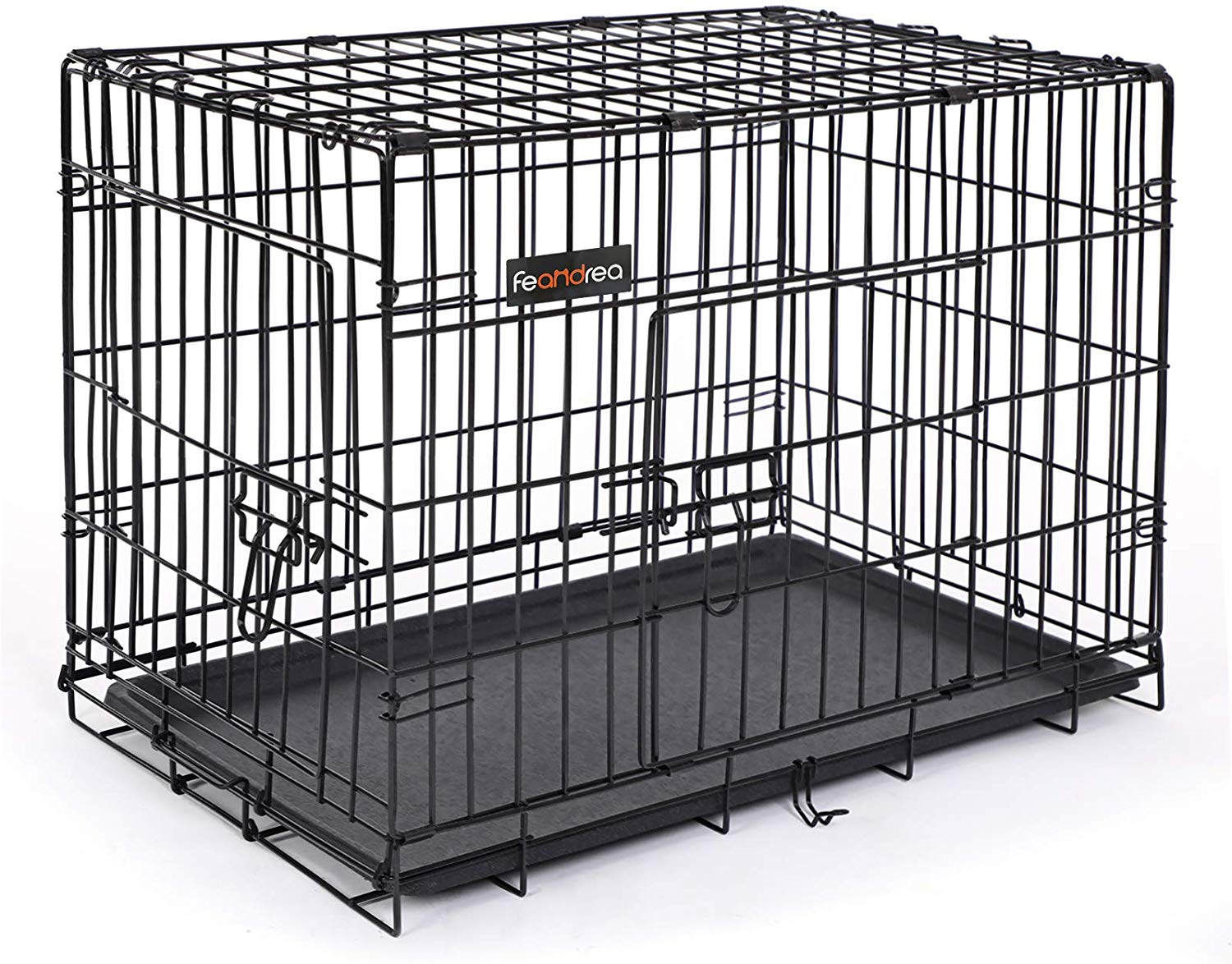 Feandrea Dog Crate, Foldable Dog Cage with 2 Doors, Removable Tray, 77.5 x 48.5 x 55.5 cm, M, Black PPD30H - Image 2