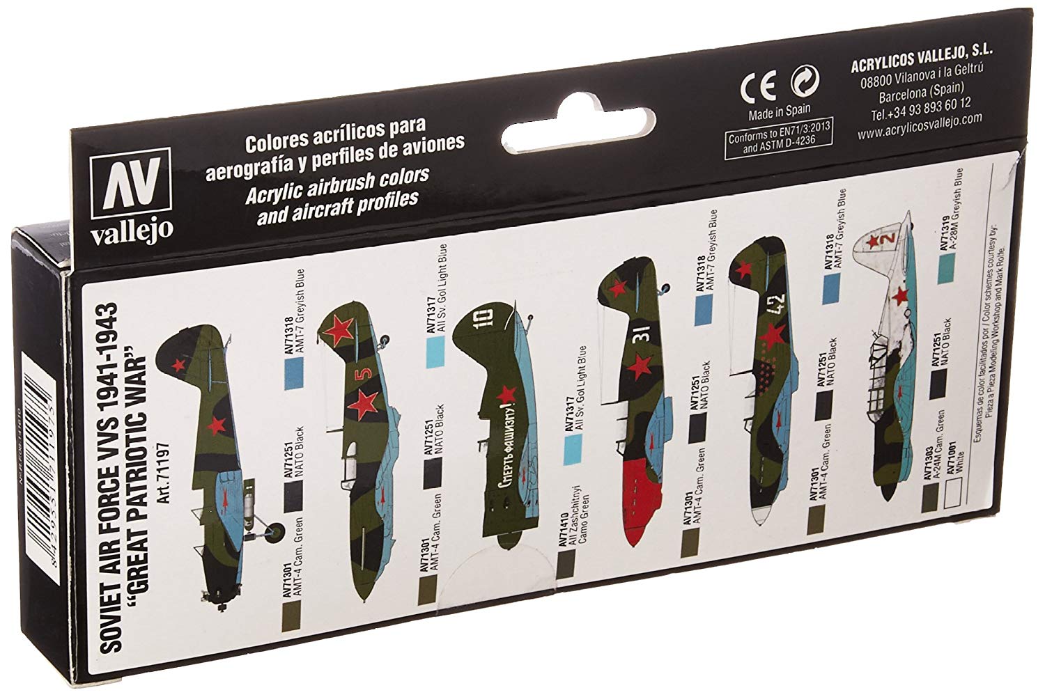Acrylicos Vallejo VJ71197 "Soviet Air Force Vvs 1941-43 Great Patriotic War" Model Air Set, 17 ml (Pack of 8) - Image 2