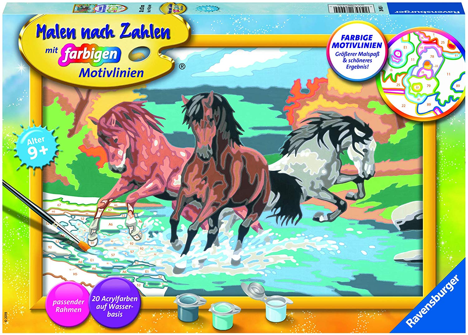 Ravensburger CreArt 28492, Proud Wild Horses, Painting by Numbers Horses for Children from 9 Years