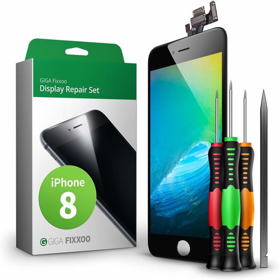 GIGA Fixxoo compatible with iPhone 8 Screen Replacement Complete Kit Black LCD; with TouchScreen, Retina Display Glass, Camera & Proximity Sensor - Easy Repair Guided Installation DIY