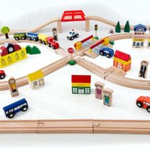 Traditional Wooden Train Set - over 100 pieces - Compatible with Brio and BigJigs Train Sets