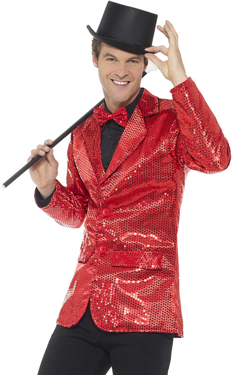 Smiffys Sequin Jacket, Mens, Red, Party & Carnival Fancy Dress, Party Dress Up Costumes, XL - Size 46"-48"