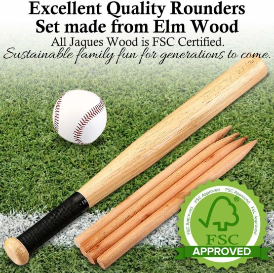Rounders set - These are Garden Games and Garden Toys for Adults, Boys & Girls for All Ages - Compete Set Inc. Rounders Stick, Rounders Ball & Carry Case - Includes Rounders Stick, Posts and Oversize Ball - Jaques of London - Quality Since 1795 - Image 2
