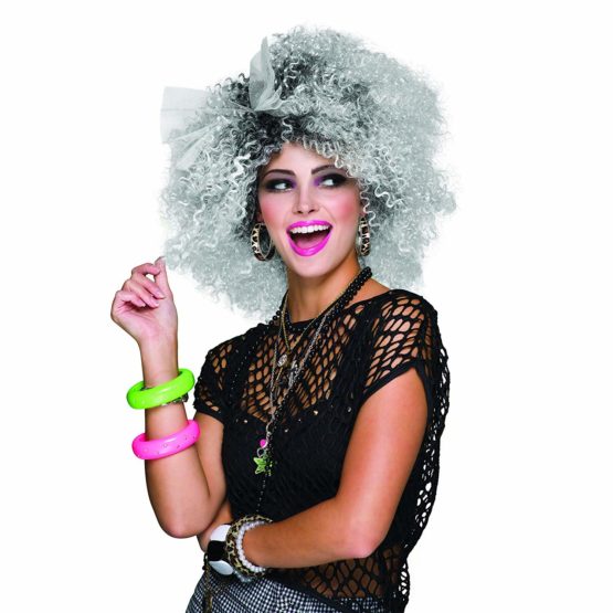 Bristol Novelty BW967 80s Pop Icon Two-Tone Wig, Women, Grey, Black