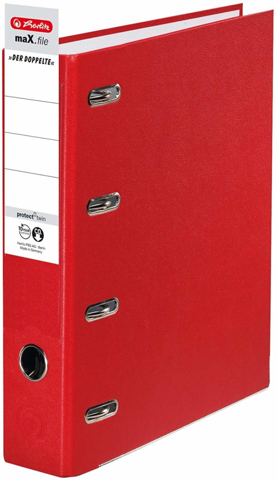 Herlitz max Protect A4 Double-Lever Arch File - Red - Image 2