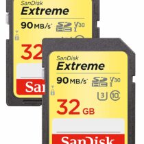 SanDisk Extreme 32 GB SDHC Memory Card, Twin Pack, Up to 90 MB/s, Class 10, U3, V30