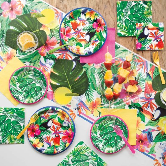 Unique 72673 Rectangular Plastic Table Cover | Palm Tropical Luau Theme Party, Nature, Green - Image 3