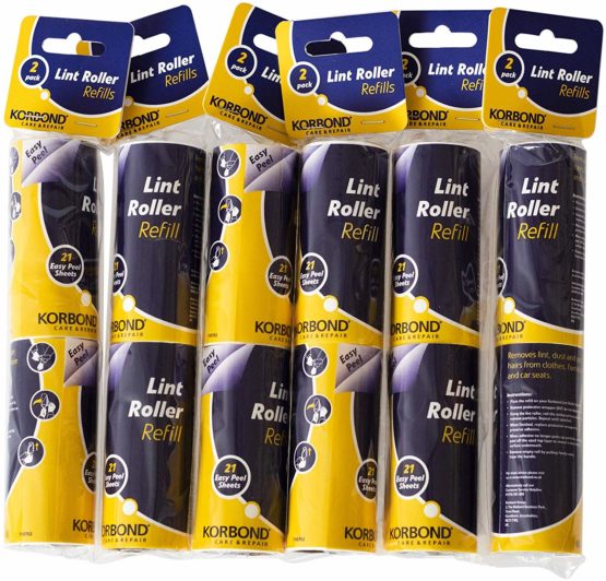 Korbond 12 Pack of Lint Roller Refills - 252 Pre-Cut Sticky Sheets - for ALL Fabric Types - Remove Dust and Lint from Furniture and Clothing - NO Residue
