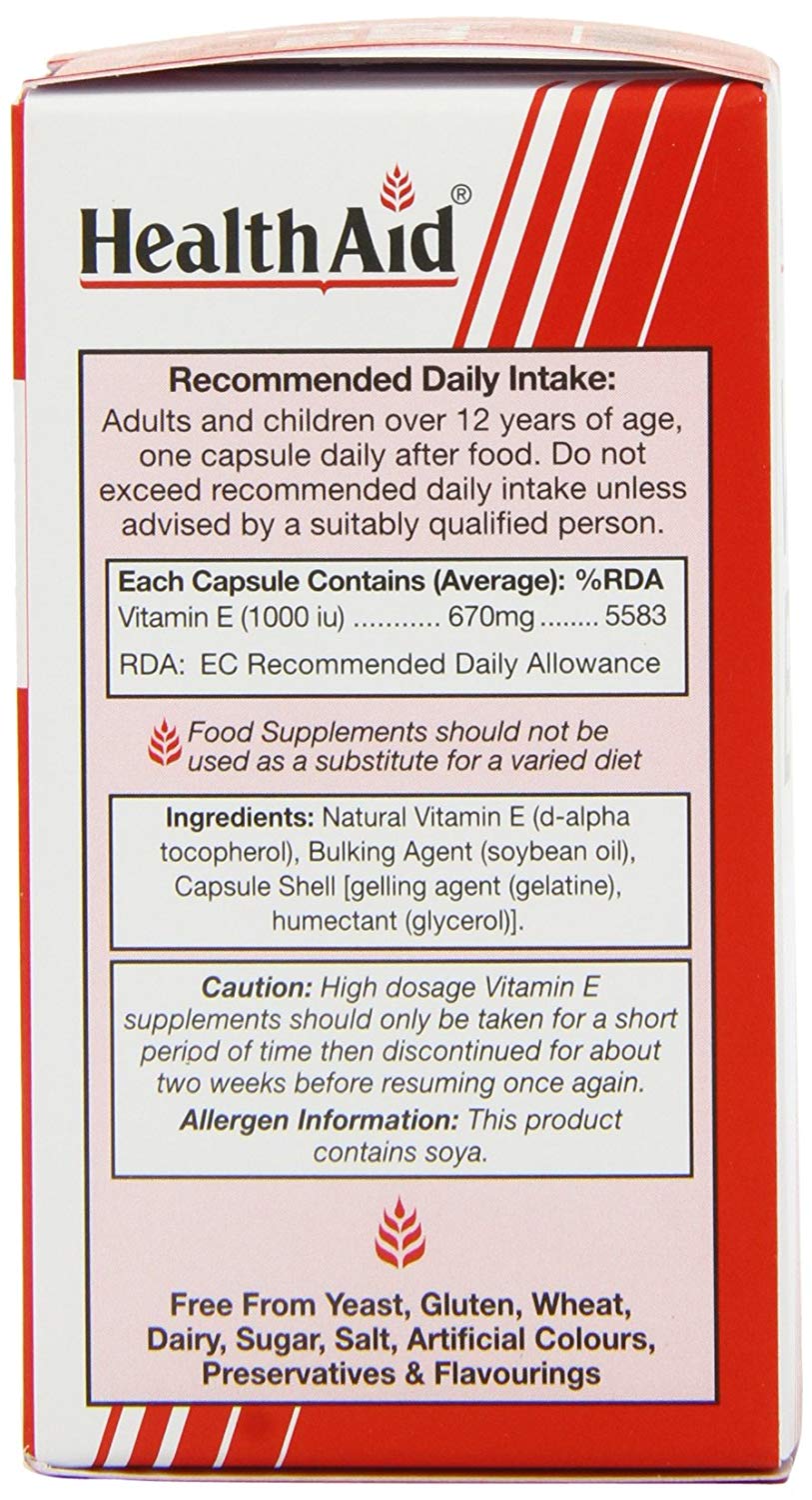 HealthAid Vitamin E 1000iu - 30 Capsules, No, 30 count (Pack of 1) - Image 2