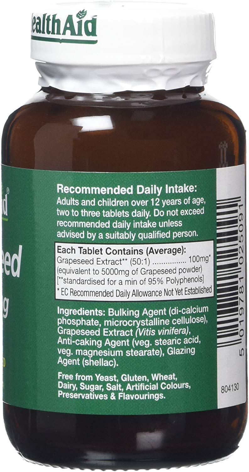 HealthAid Grapeseed Extract 5000mg 60 Vegetarian Tablets, 60 count (Pack of 1) - Image 3