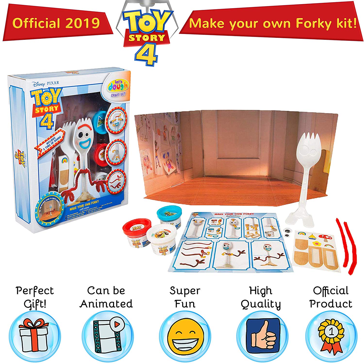 Forky Disney Pixar Toy Story 4 Make Your Own Forky Kit Creative Craft Kids Gift