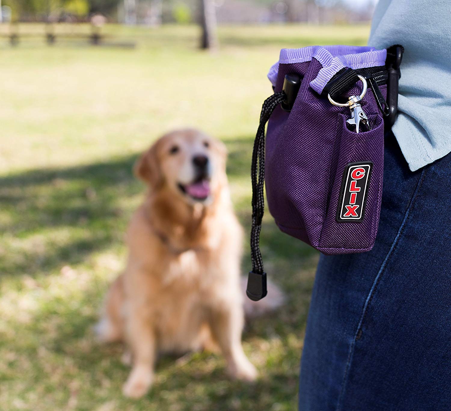 COMPANY OF ANIMALS Treat Bag, Red, Zipped Pockets & Drawstring, Clips on Belt, Waistband or Pocket, Waterproof Treats Pouch - Image 4