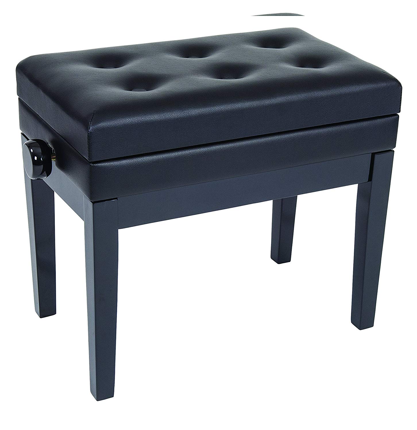 Kinsman KPB10BK Deluxe Adjustable Piano Bench-with Storage-Black, Standard