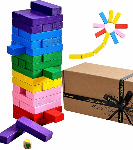Colour Tumble Tower Game | Wooden Toys for 3 4 5 Year Old Girls & Boys | Wooden Games | Stacking Board Games for Kids | Jaques of London