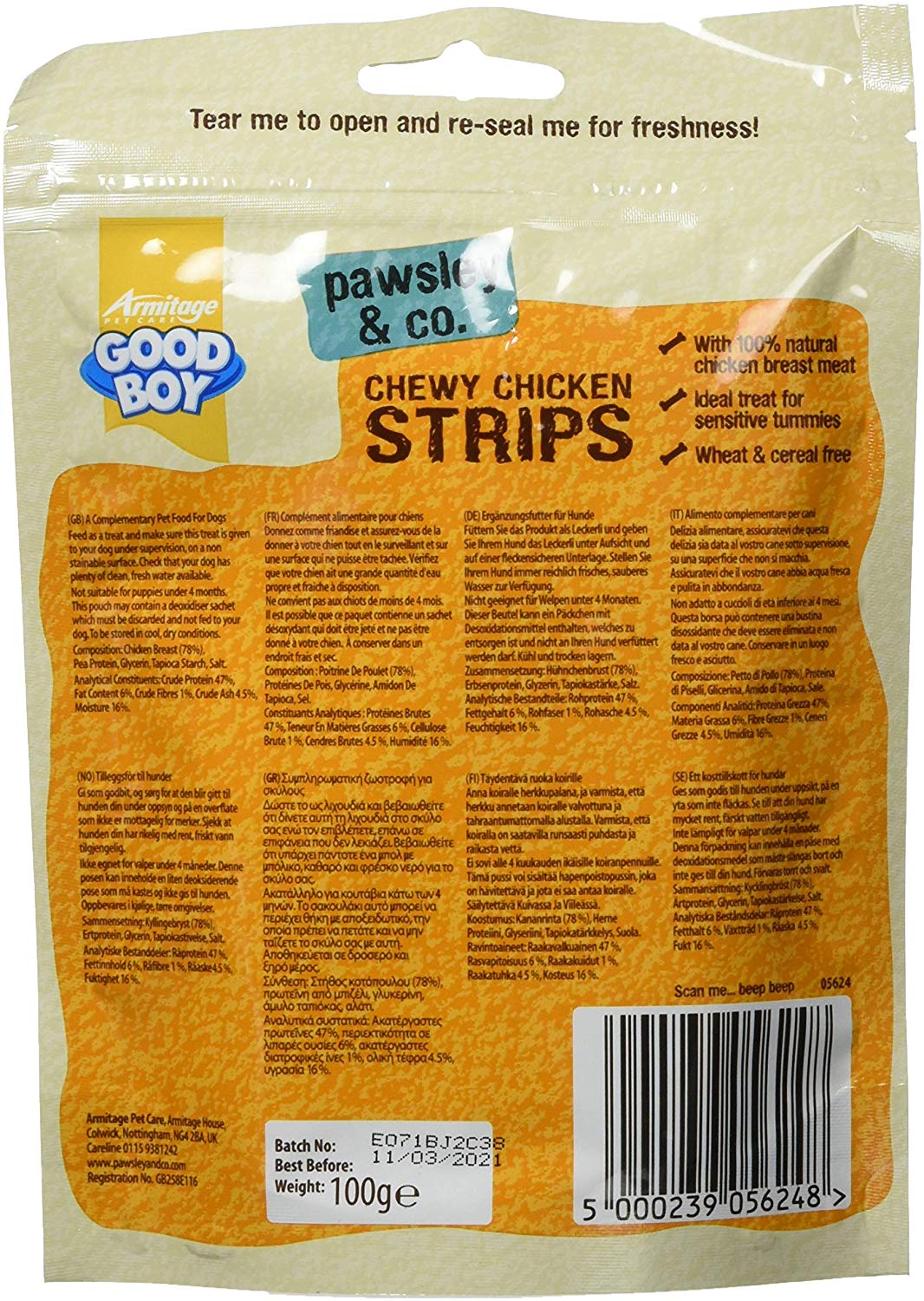 Good Boy, Chewy Chicken Strips, Dog Treats, Made with 100% Natural Chicken Breast Meat, 100 g ℮ - Image 2