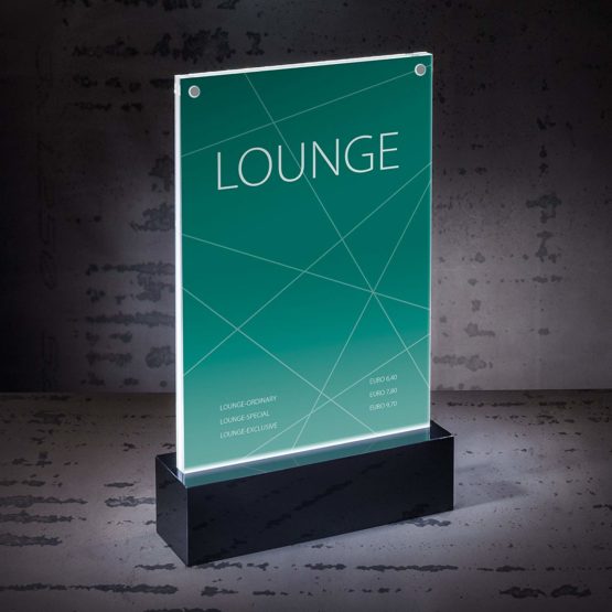 SIGEL TA422 LED Sign Holder, upright, for A5, illuminated double-sided presentation, acrylic, transparent, 1 pc. - Image 2
