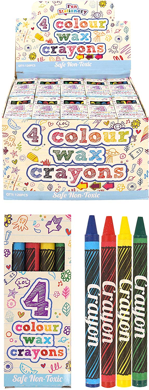 Henbrandt Mini Wax Crayon Packs - Party Favours / Loot Bag Fillers / Lucky Dip Prizes / Classroom Rewards (25 packs)