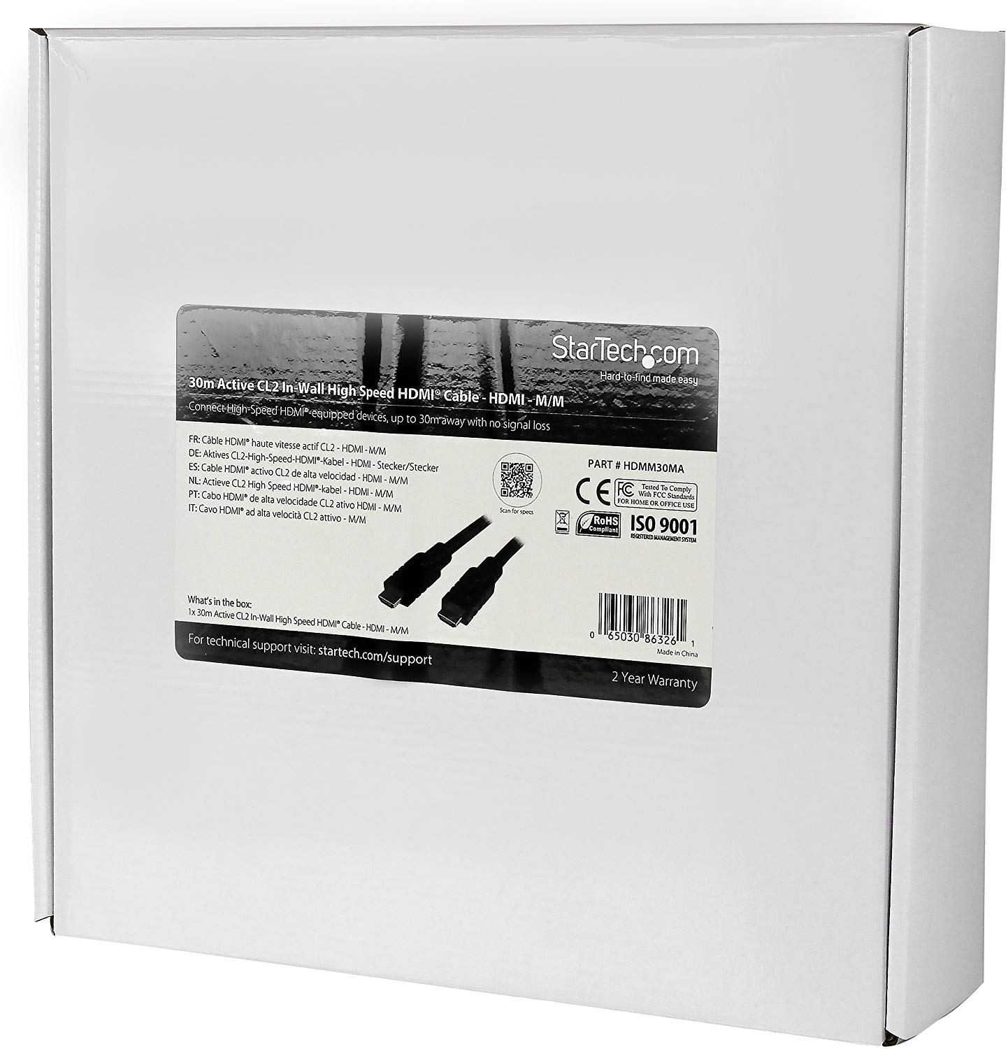 StarTech 100ft (30m) Active High Speed HDMI Cable, 4K 30Hz, 1080p 120Hz, HDCP 1.4,ARC, Gold Plated Connectors - Image 2
