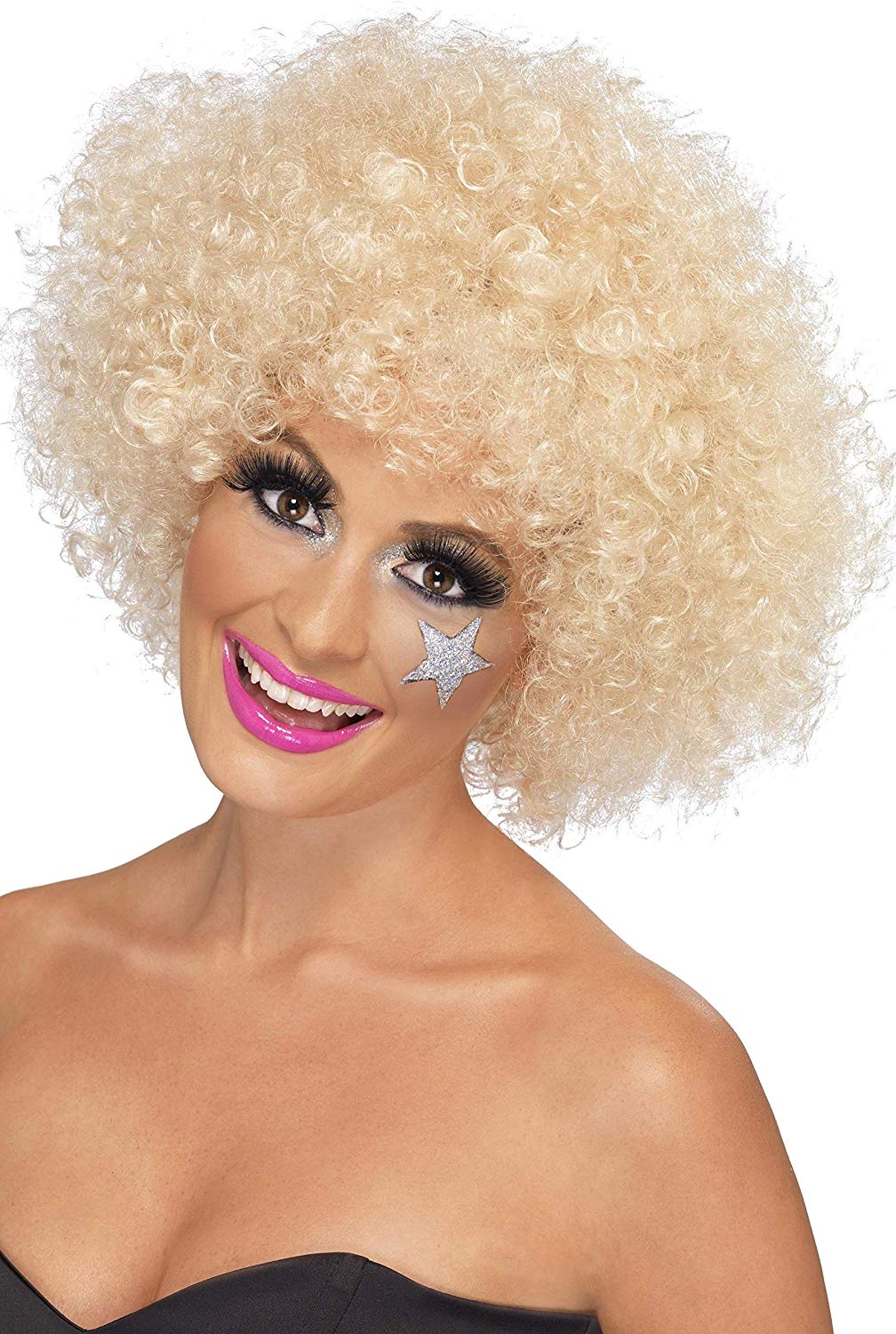 Smiffys 70s Funky Afro Wig, Blonde 120g, 1970's Disco Fancy Dress, 1970s Dress Up Wigs Halloween