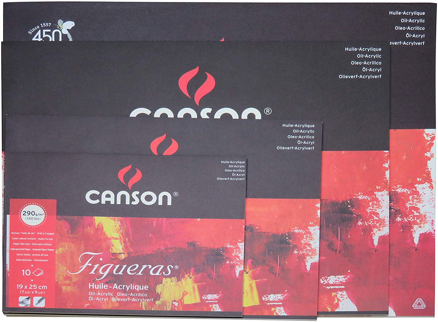 Canson Figueras Oil & Acrylic 290gsm paper pad including 10 sheets, size:33x24cm, canvas-like texture, white - Image 2
