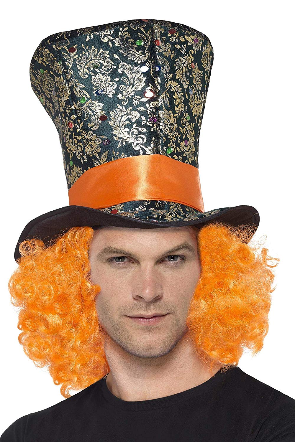 Smiffys Top Hat, Multi-Coloured with Attached Hair, Fairytale, Wings and Wands Fancy Fancy Dress, Adult Dress Up Hats