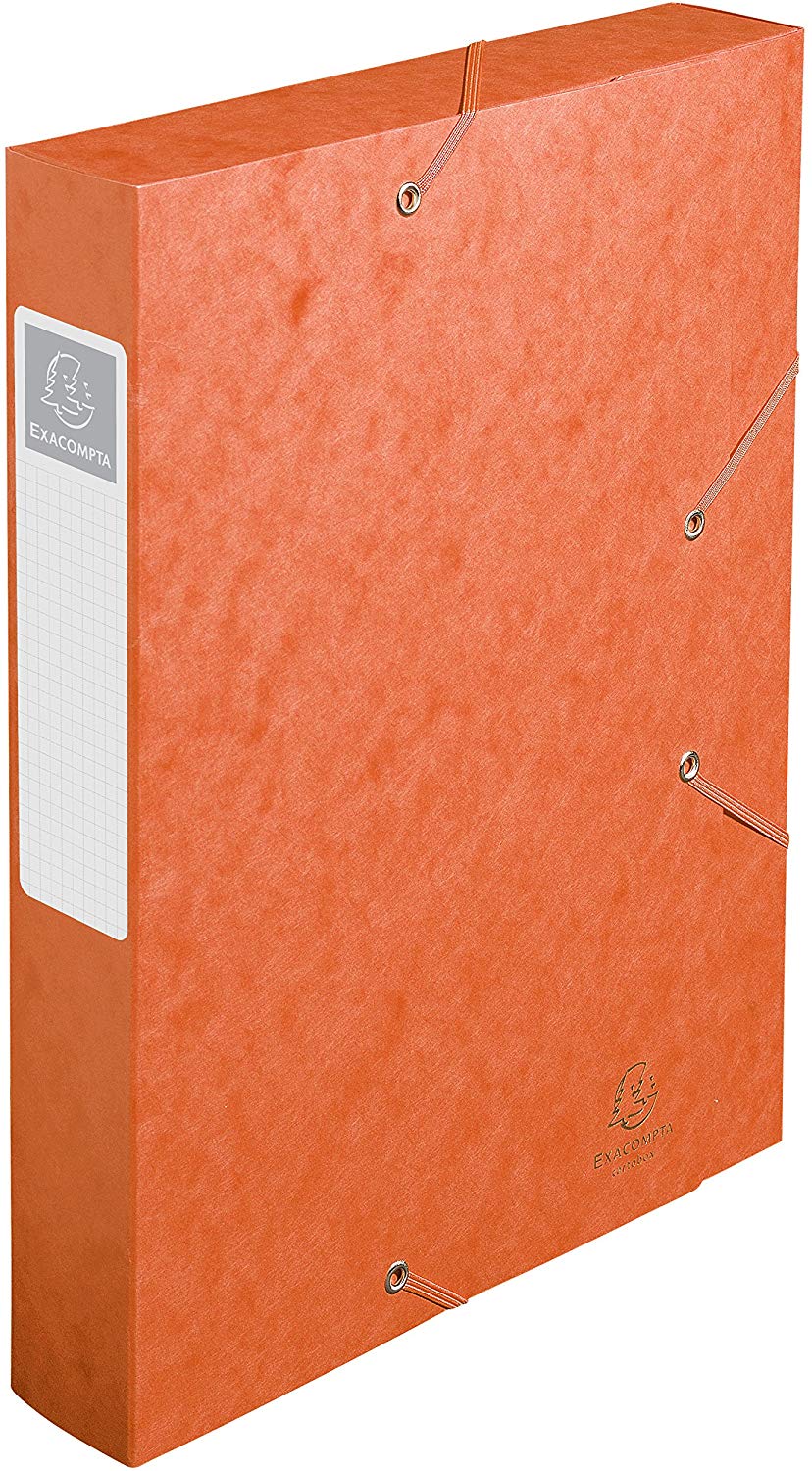 Exacompta, Ref 16017H, Cartobox Pressboard Filing Box, 25 x 33cm, Suitable for A4+ Documents, Elastic Straps on 2 Corners