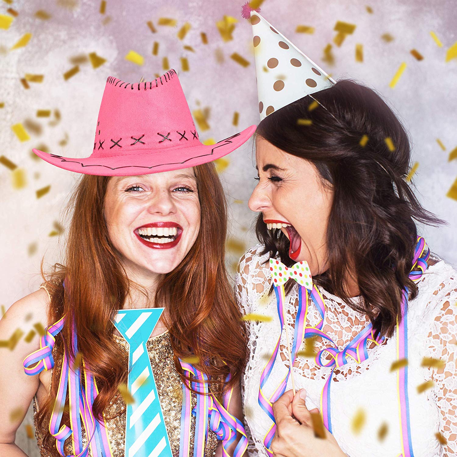 Relaxdays Costume Cowboy Hat, Western Fancy Dress Hat for Adults Halloween, Pink, H x W x D: app. 16 x 35.5 x 39 cm - Image 2