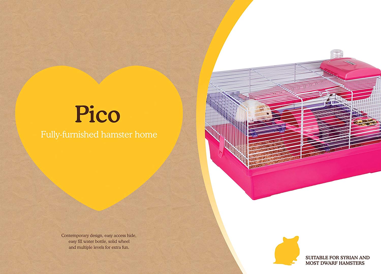 Rosewood Pico Hamster Home, Medium, Pink/Purple, 50 cm L x 36 cm W x 29 cm H - Image 2
