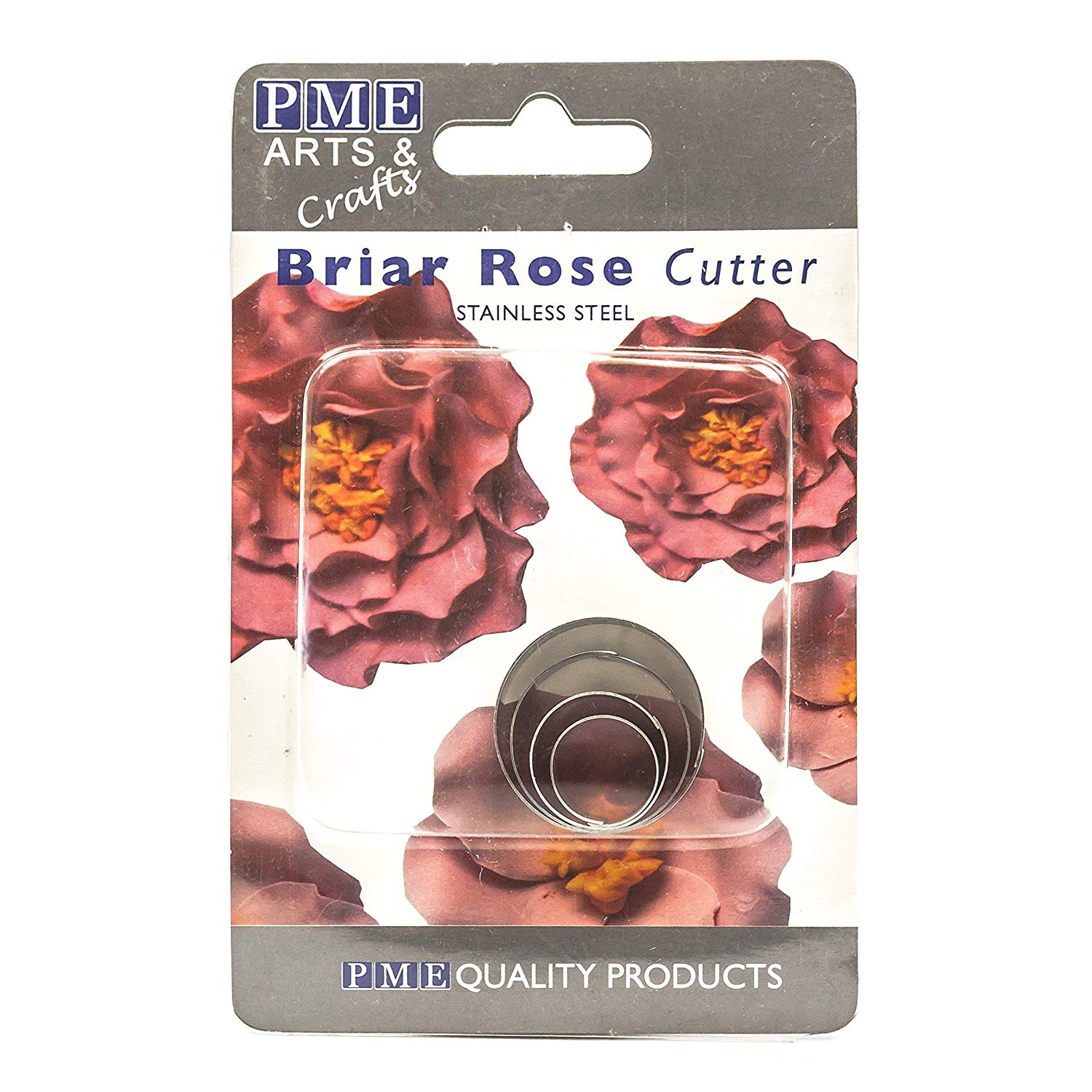 PME Stainless Steel Briar Rose Petal Cutters, Set of 4, Silver, 3 x 1.2 x 3 cm