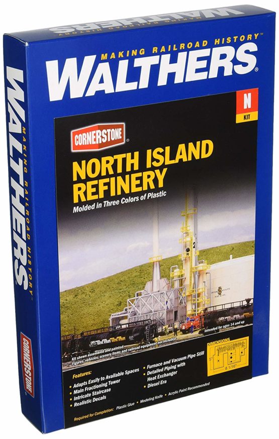 Walthers, Inc. 933-3219 Cornerstone HO Scale Model North Island Oil Refinery 1:160 N, 8-1/16 x 5" 20.5 x 12.7cm