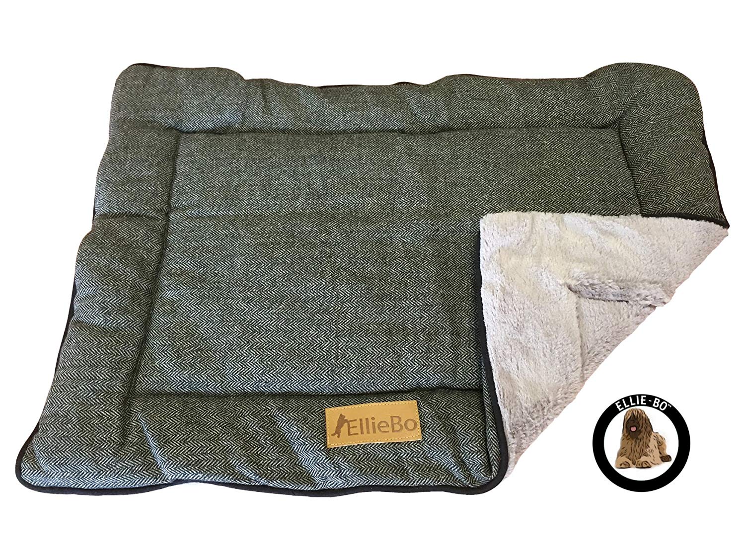 Ellie-Bo Medium Reversible Tweed and Grey Faux Fur Mat for 30-inch Dog Cage, 71 x 48 x 3 cm (L x W x H) - Image 4