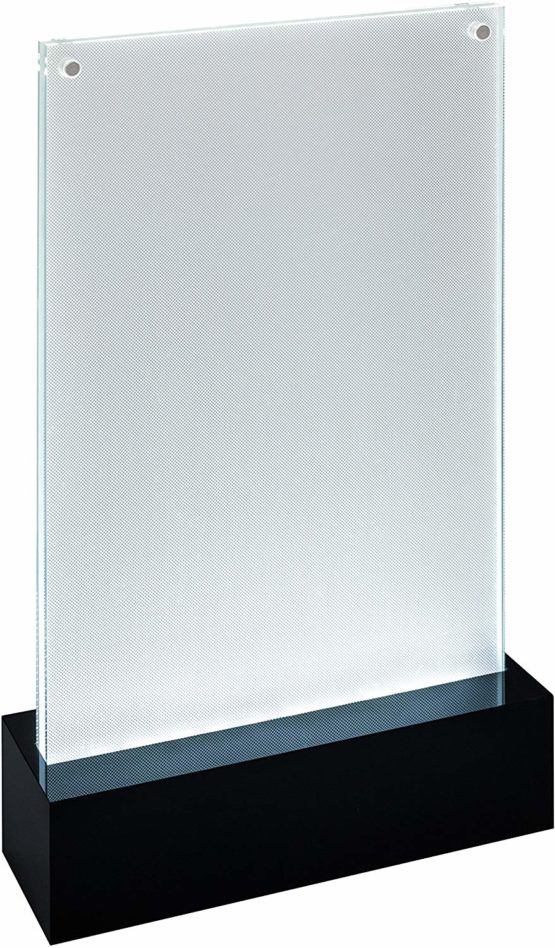 SIGEL TA422 LED Sign Holder, upright, for A5, illuminated double-sided presentation, acrylic, transparent, 1 pc.
