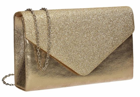 SwankySwans Women's Kelly Glitter Envelope Clutch Bag Party Prom Bag Clutch