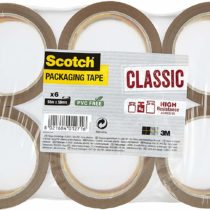 Scotch Packaging Tape, Pack of 6 Classic Brown Packing Tape Rolls, Ideal for sealing boxes and parcels