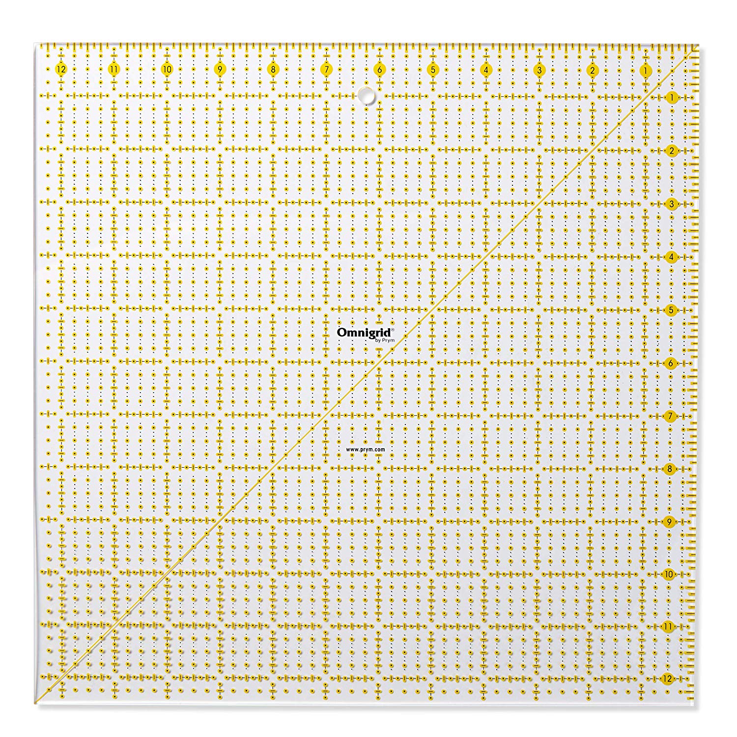 Prym Ruler, Transparent, Black, Yellow, 12.5 x 12.5 inch - Image 4