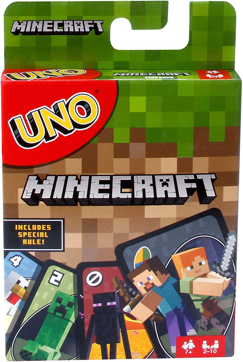 Mattel Games UNO Minecraft, Collectible Card Deck with 112 Cards, Card Game for Family Game Night Use as Travel Game