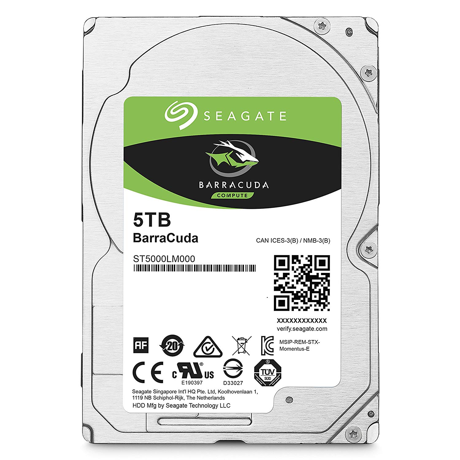 Seagate Guardian BarraCuda ST5000LM000 - Hard drive - 5 TB - internal - 2.5" - SATA 6Gb/s - 5400 rpm - buffer: 128 MB