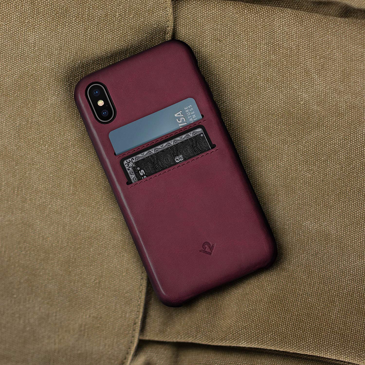 Twelve South Relaxed Leather Case for iPhone X/Xs, Marsala - Image 4