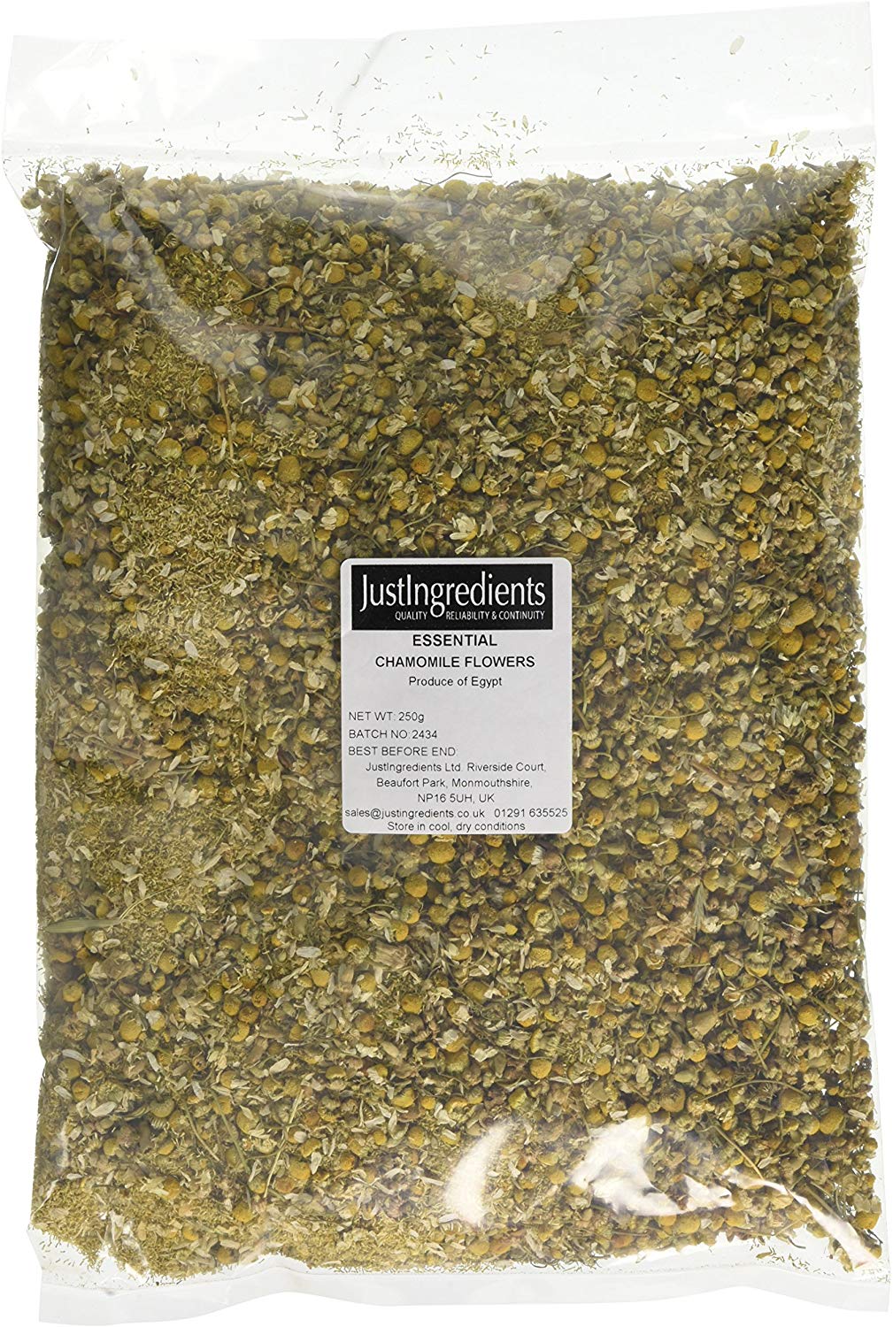 JustIngredients Essentials Chamomile Flowers German, 250 g, Pack of 2, 250 g (Pack of 2)