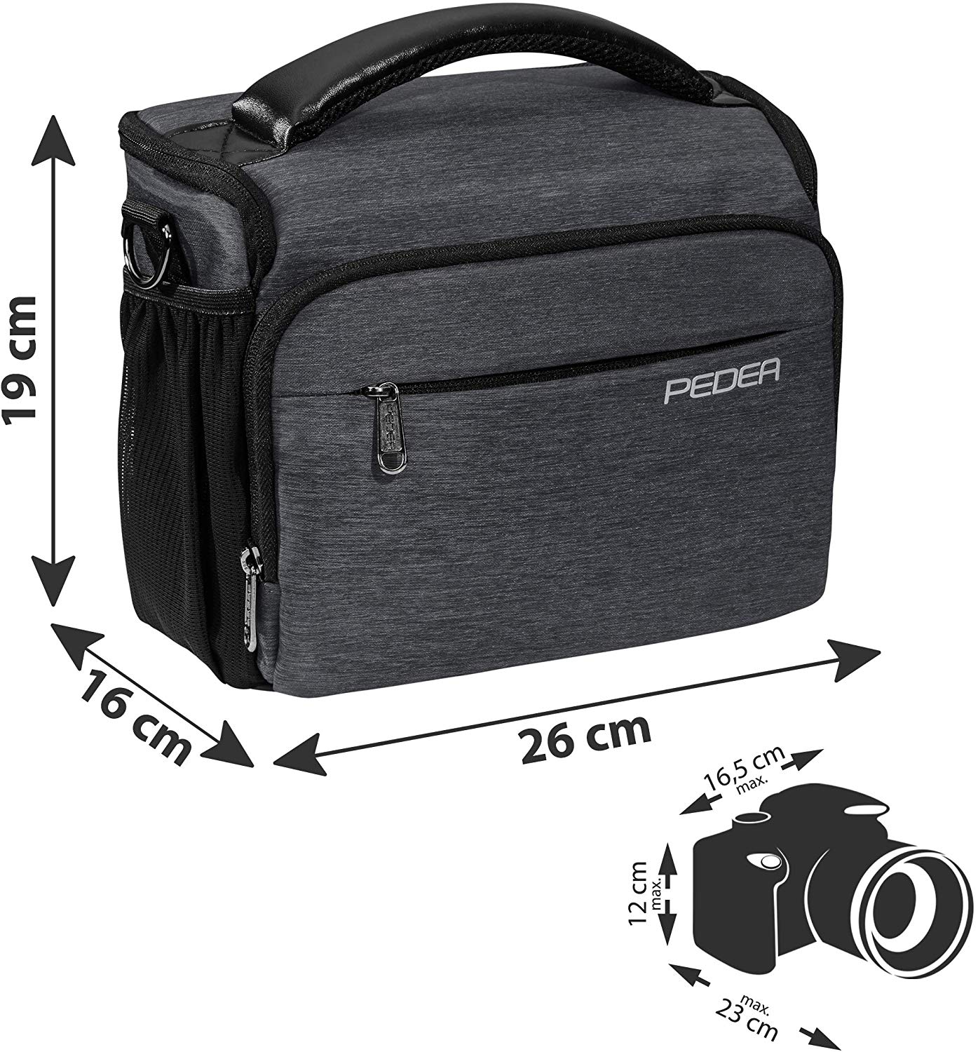 PEDEA DSLR camera bag "Noble" Camera bag for SLR cameras with waterproof rain cover carrying strap and accessory compartments - Image 2