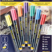 Securit BL-SMA100-V7-AS-7 Original Pieces Liquid Chalk Marker Blister Card Pack, Red/Blue/Yellow/Green/Pink/Orange/Violet, Small 1-2mm Nib, 7 pc, Multi-Color
