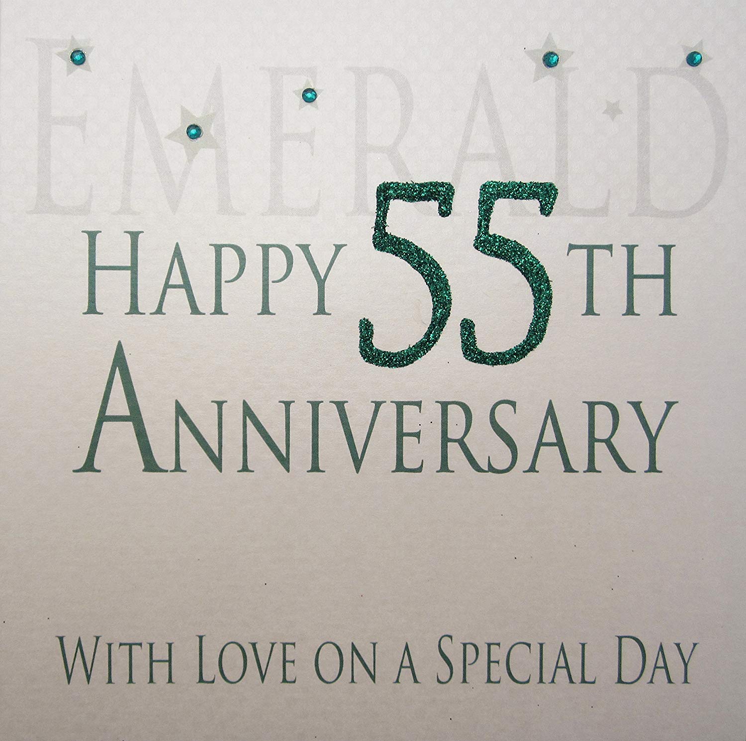 white cotton cards Emerald Happy 55th Love On A Special Day, Handmade Anniversary Card (Code AW55), 16x16xm