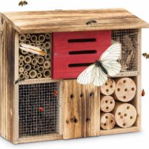 Relaxdays Fired Insect Hotel 29 x 33 x 13.5 cm Bee Butterfly Hotel of Natural Materials Shelter for Bugs, Bees, Wasps, Butterflies Insect Wood Insect House with Flat Roof, Natural Colour