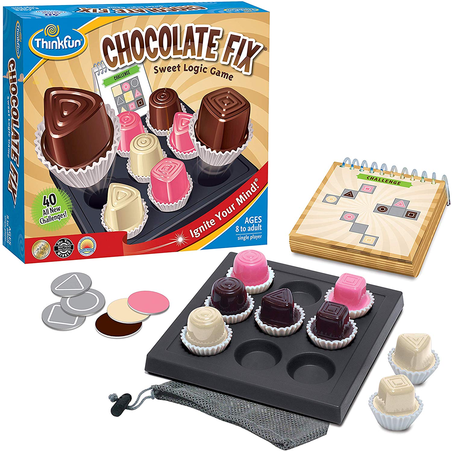 Thinkfun Chocolate Fix - Logic Game, Brown,white, 15.3 x 15.3 x 1.4 cm