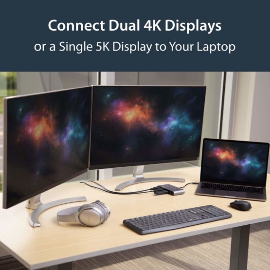 StarTech Mini Dual 4K Monitor Thunderbolt 3 Dock with DisplayPort - Mac & Windows (TB3DKM2DP) - Image 4