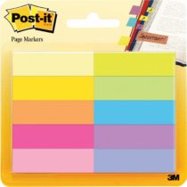 Post-it Page Markers – Self-adhesive document flags in assorted bright colours - 1 x pack of 10 pads, 50 markers per pad (12.7 mm x 44.4 mm)