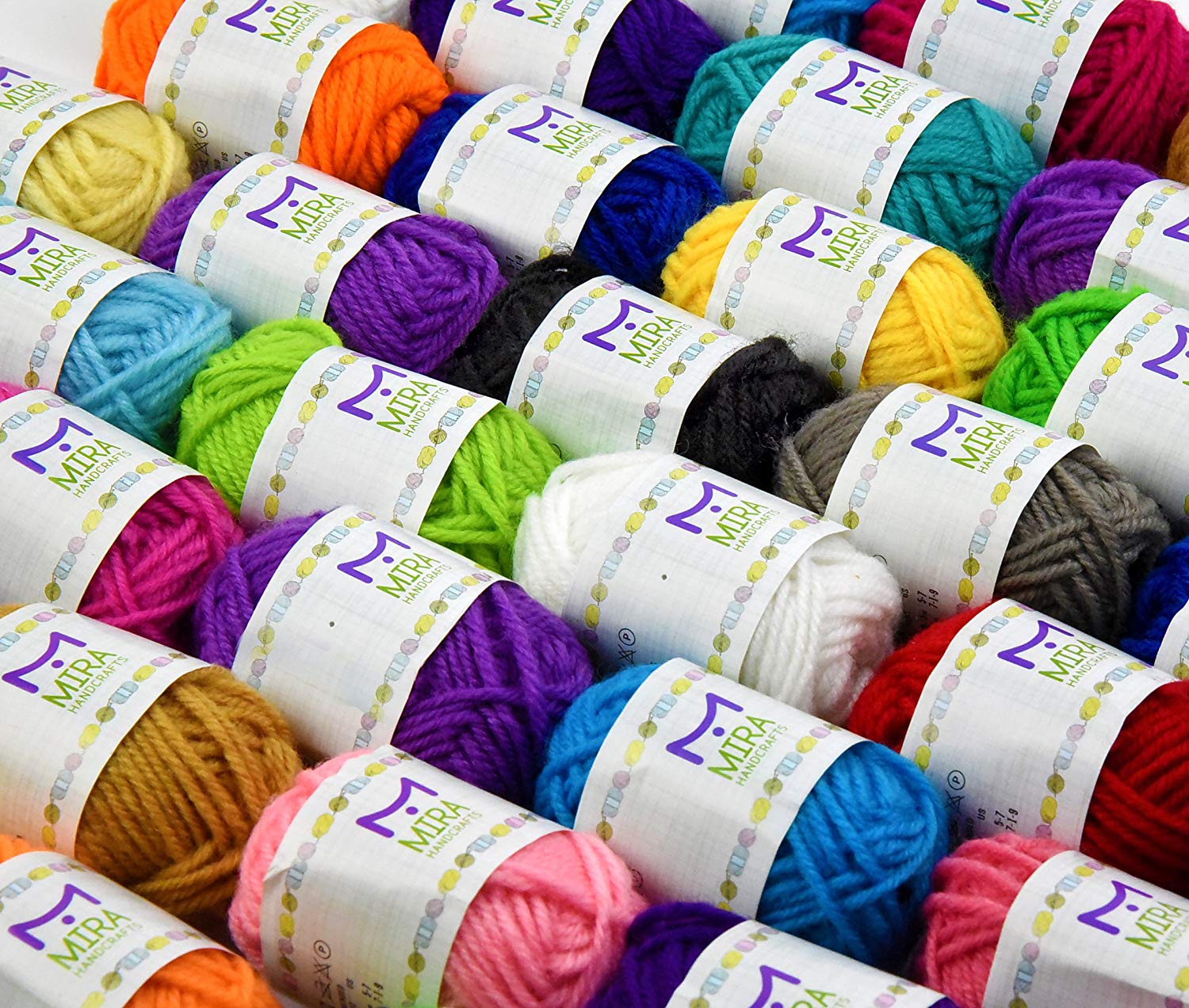 Basic Miniature Yarn Pack - 40 Acrylic Skeins - Total 875 Yards (800 m) Colorful Yarn - Perfect for Crochet & Knitting Mini Projects - Image 2
